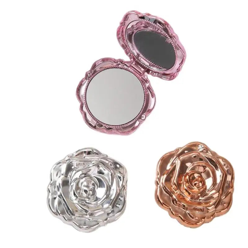 1PCS Portable Mini Mirror Retro Rose Flower Small Pocket Makeup Mirror Double Sided Hand Mirrors Compact Cosmetic Beauty Tool