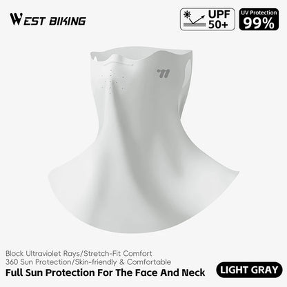 WEST BIKING Mask Breathable Sunscreen Face Veil Ice Silk Face Mask Sun Protection Neckline Face Cover Summer Cycling Hiking