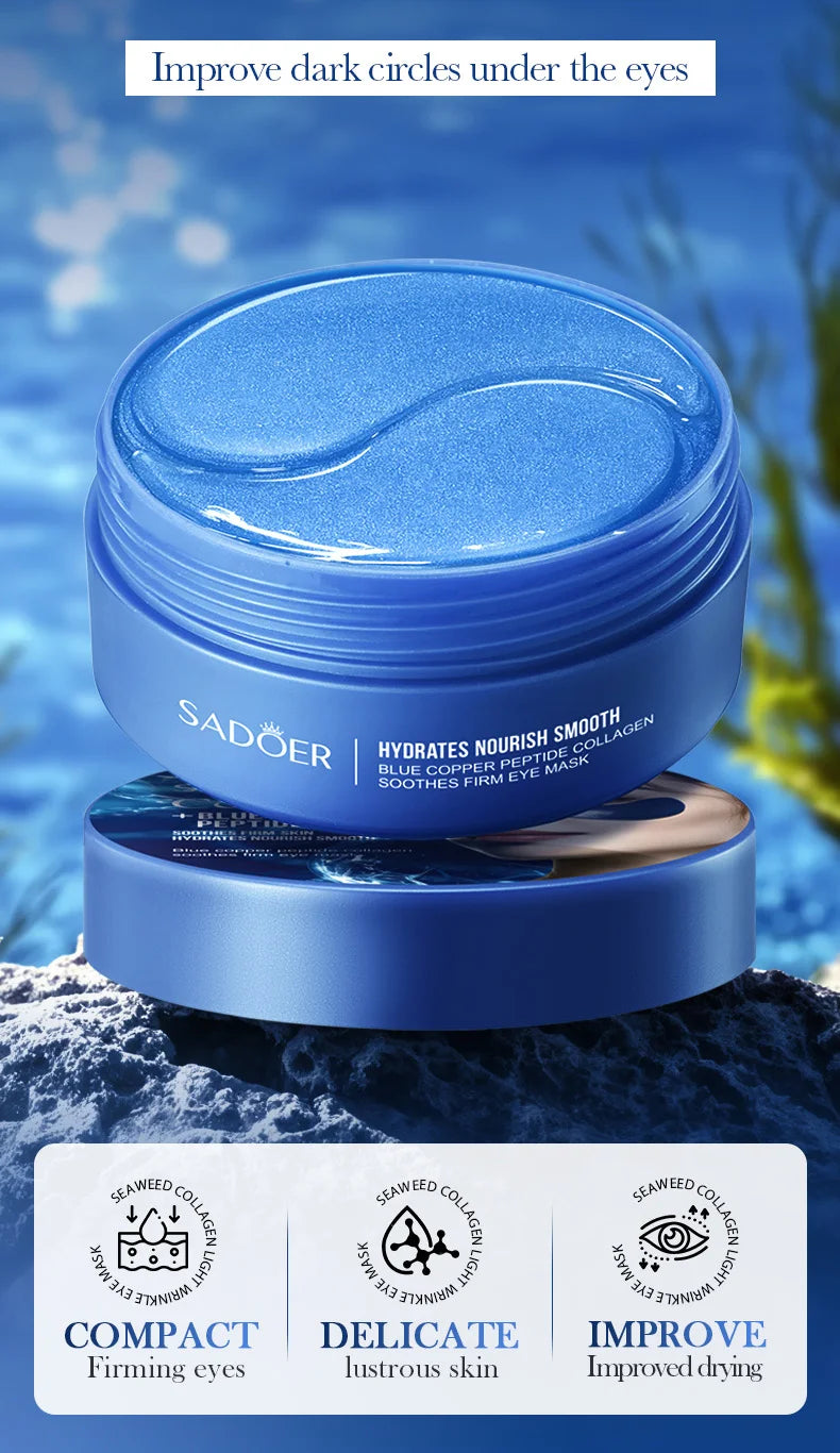 SADOER Collagen Eye Mask Caffeine Crystal Anti Dark Circles Eye Bag Remover Moisturizing Anti-aging Eye Patches Skin Eye Care