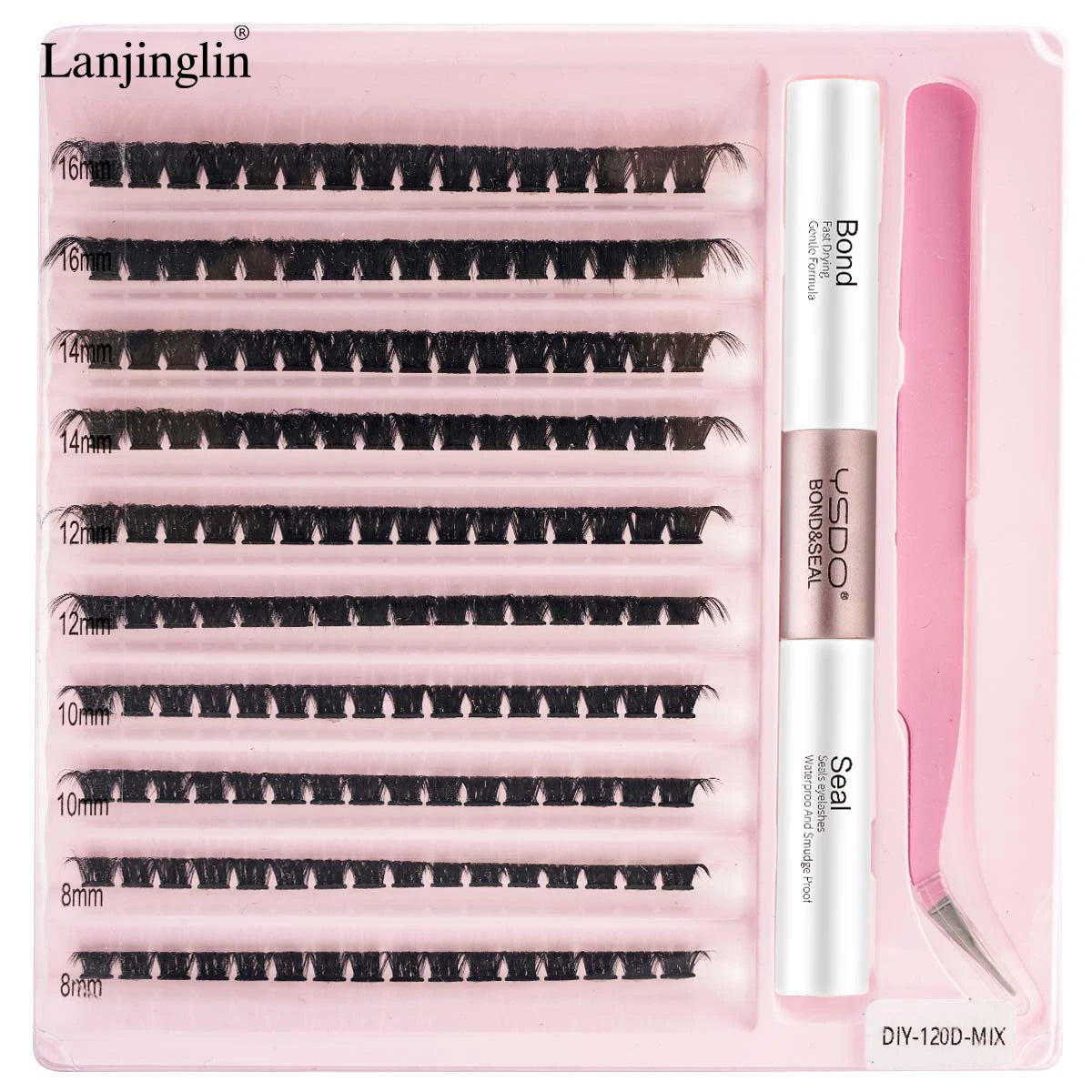 New 10Rows Individual Lashes Kit Natural Long DIY Cluster Eyelashes with Lash Bond and Seal Extension Kit Makeup Tools Faux Cils