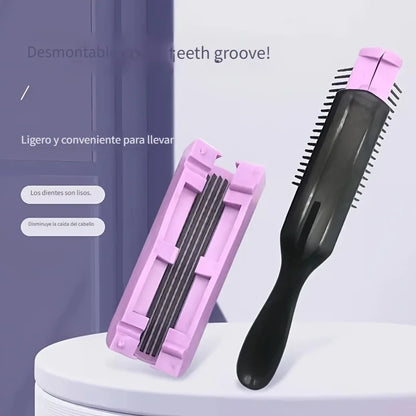 WANMEI, 1 Uds., cepillo de pelo de masaje para desenredar de 9 filas para pelo liso y rizado, peine extraíble, herramienta de pe