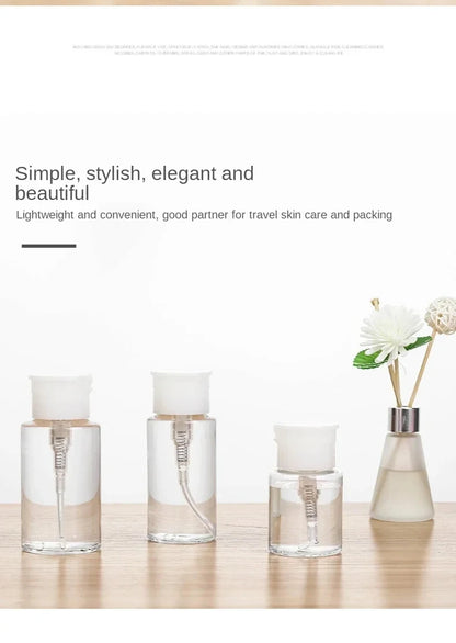 1/3pcsTransparent Pump Bottle Dispenser Push-Down Refillable Travel Bottle Set for Makeup Nail Polish Remover Cosmetic Organizer