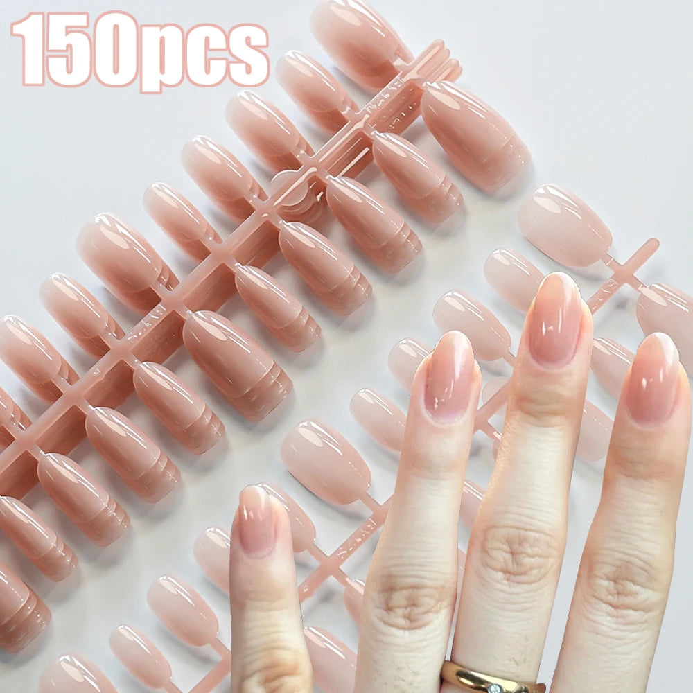 120Pcs Short Square Red French Valentine's Day Fake Nails Nude Pink Glossy Acrylic False Nails Simple Wearable Press on NailTips