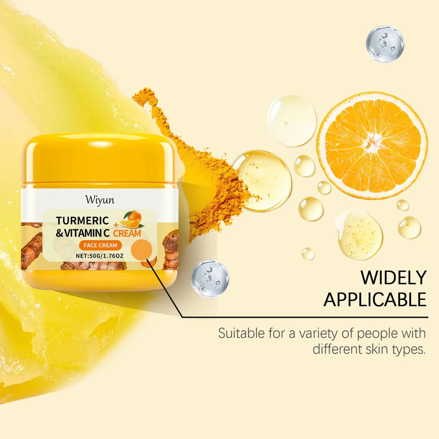 Turmeric Vitamin C Anti-Aging Cream Moisturizing Anti-Wrinkle Collagen Hyaluronic Acid Cream Skin Care Cosmetics 50g