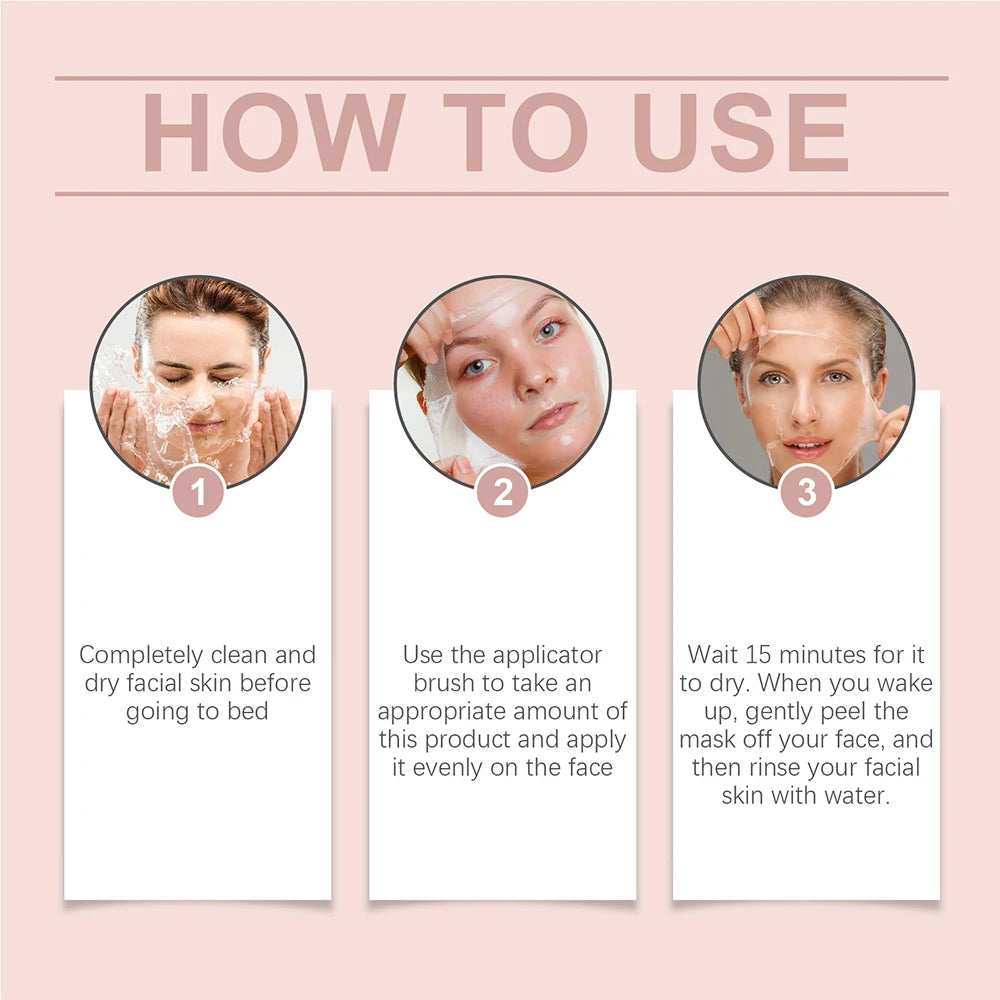 2pcs Collagen Overnight Facial Mask Deep Pore Cleansing Peel off Oil Control Turmeric Night Face Mask for Skin Care