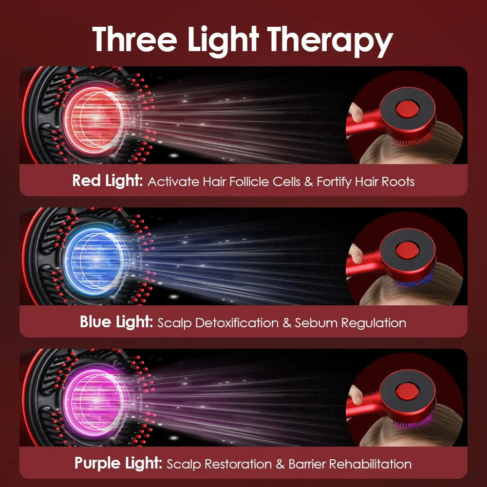 Electric Head Massager Hair Growth Comb Scalp Relax Massager LED Light Therapy Anti Hair Loss Scalp Brush Liquid Oil Applicator