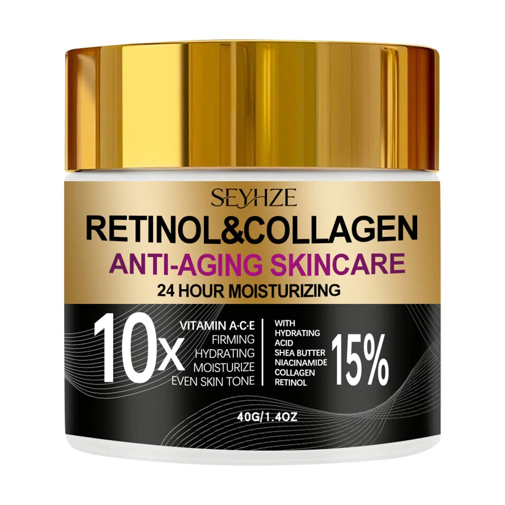 SEYHZE Retinol Collagen Moisturizing Day And Night Cream 15% Vitamin a B C E Shea Butter Hyaluronic Acid Niacinamide Plant Extra