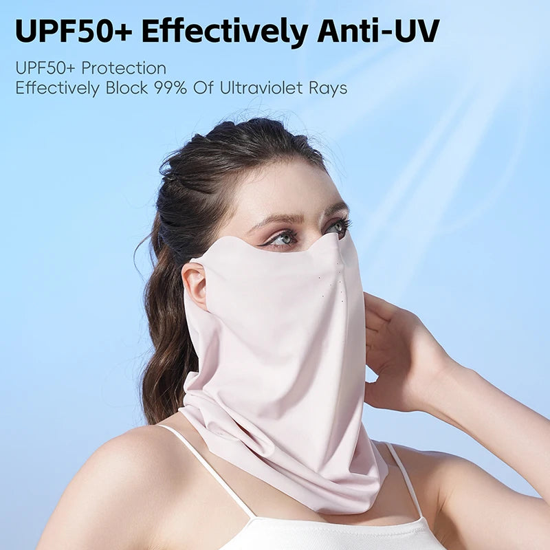 WEST BIKING Mask Breathable Sunscreen Face Veil Ice Silk Face Mask Sun Protection Neckline Face Cover Summer Cycling Hiking