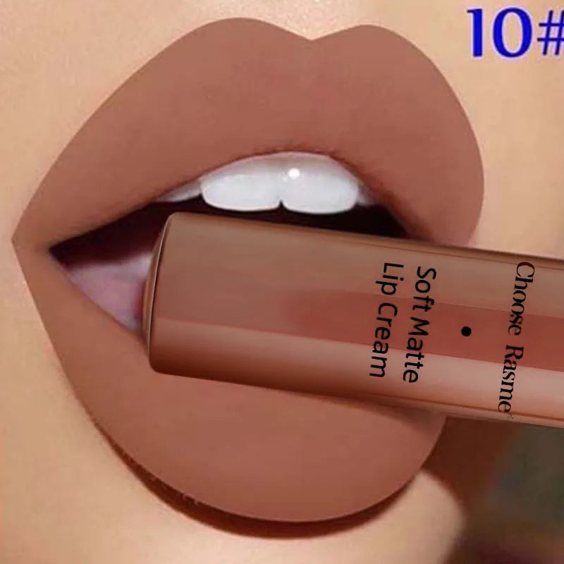 QIBEST Sexy Matte Velvet Liquid Lipstick Velvet Lip Gloss Tint Tube Matte Nude Pigment Red Black Makeup Cosmetics Lipsticks