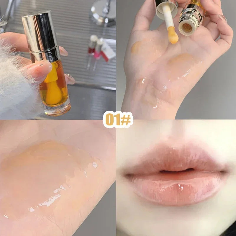 Jelly Violet Glass Lip Oil Moisturizing Transparent Plumper Lip Gloss Makeup Nutritious Liquid Lipstick Big Brush Lip Care
