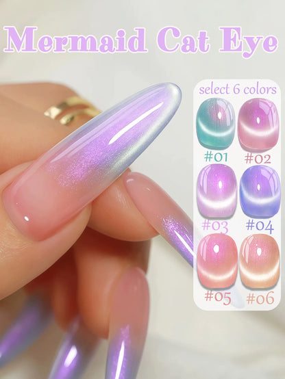 TC 1-6 Pcs Versatile Temperament Highlighting The Whitening Trend Popular And Explosive Antarctic Light Cat Eye Gel Nail Polish