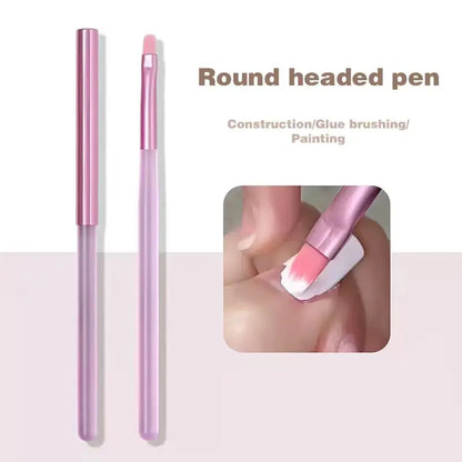 2-pack/pink round head/green flat head, high-end specialized nail salon phototherapy pen, evenly coated with glue and molded in