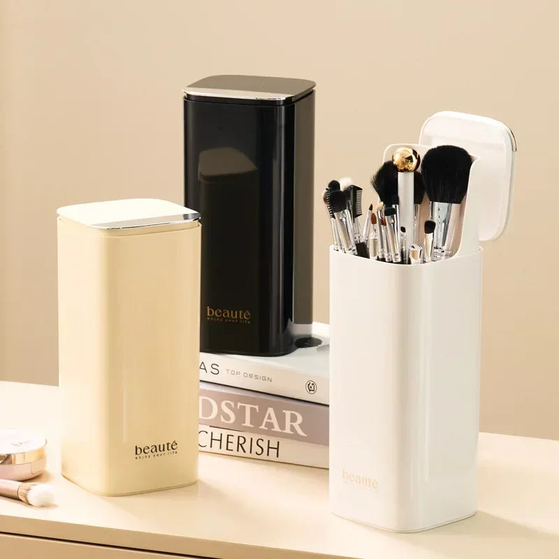 Automatic Dustproof Lifting Makeup Brushes Holder Makeup Brush Holder Desktop Makeup Tools Lipstick Eyebrow Pen Holder Container
