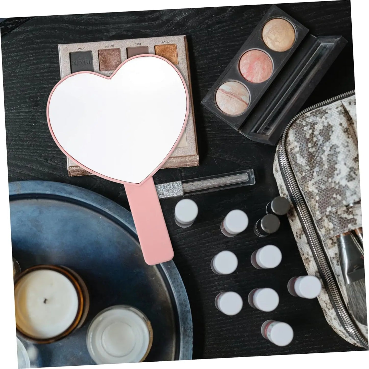 1 Pcs High Definition Handheld Heart-shaped Eyelash Mirror Eyelash Inspection Mirror Makeup Gadgets Vanity Mirror Girl Gifts