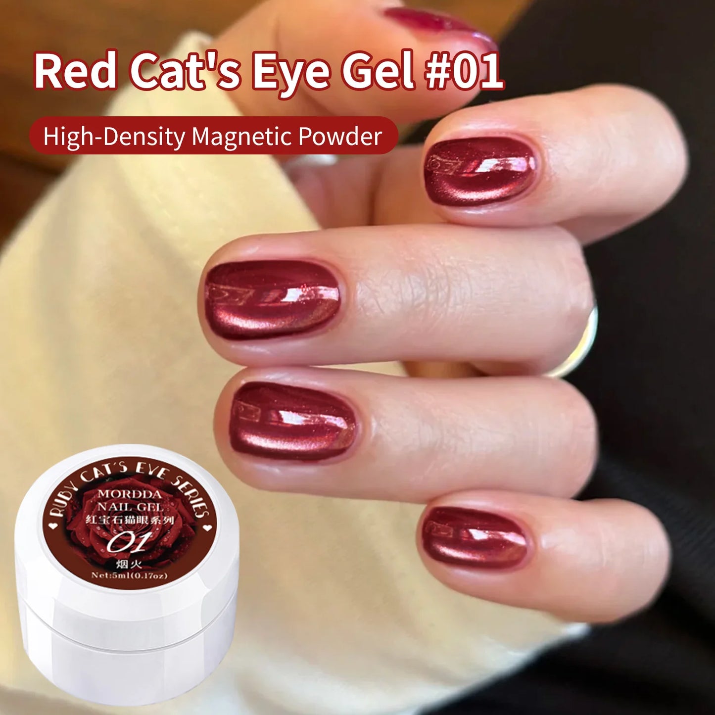 5ML Christmas Red Cat's Eye Gel Nail Polish Senior Glass Bead  Cat Magnetic Eye Gel Nail Polish LED Soak Off Varnish Manicure