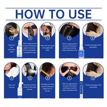 EELHOE Hair Care Set Blue Copper Peptide Serum Anti Hair Loss Treatment Damaged Hair Repair Copper Peptide Hair Growth Products