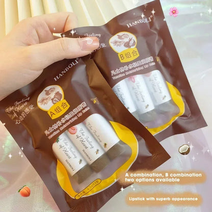4 Colors Colored Lip Balm Cute Fruit Moisturizing Lip Tint Long Lasting Peach Red Lipstick Waterproof Women Lips Makeup Cosmetic
