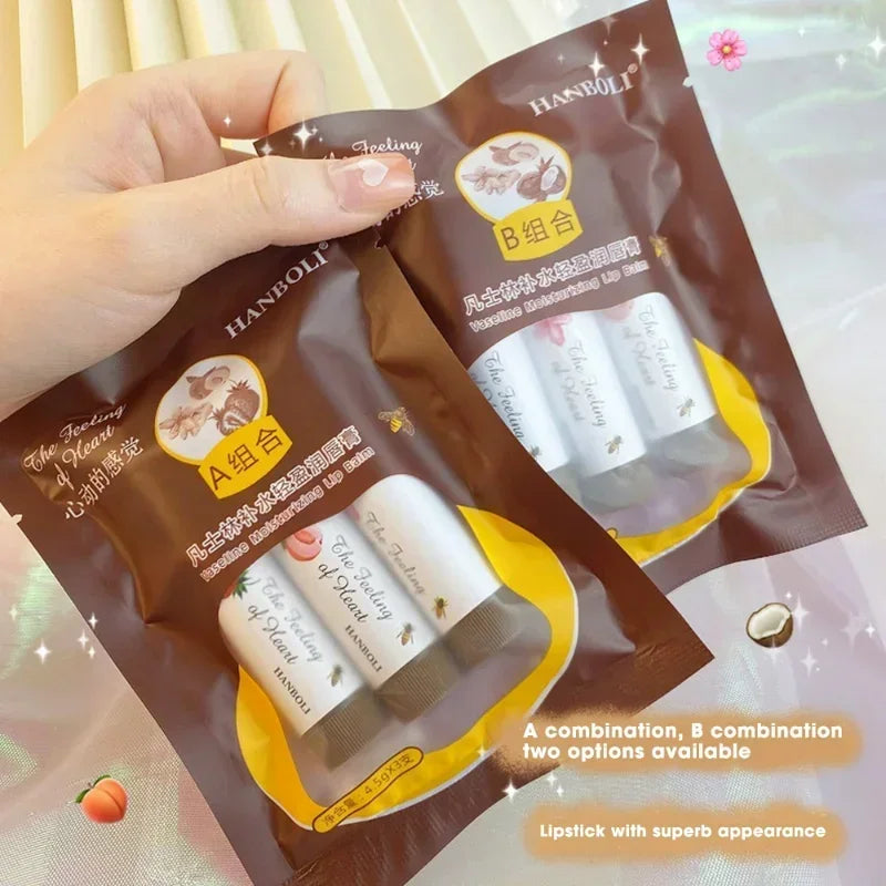 4 Colors Colored Lip Balm Cute Fruit Moisturizing Lip Tint Long Lasting Peach Red Lipstick Waterproof Women Lips Makeup Cosmetic