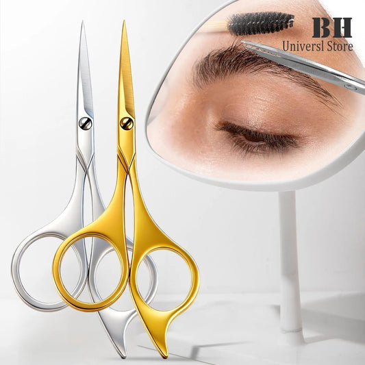 1Pc Eyebrows Scissors Stainless steel Eyelash Facial Hair Nose Hair Scissors Multi-Purpose Hair Trimming Beauty Makeup Scissors