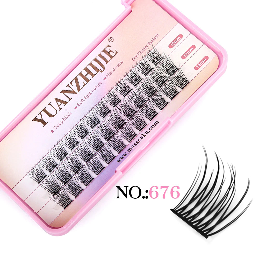 YUANZHIJIE 0.07 C/D DIY single lash Extension Clusters False Eyelash Precut Segmented Bundles Soft Natural Manga Make-up