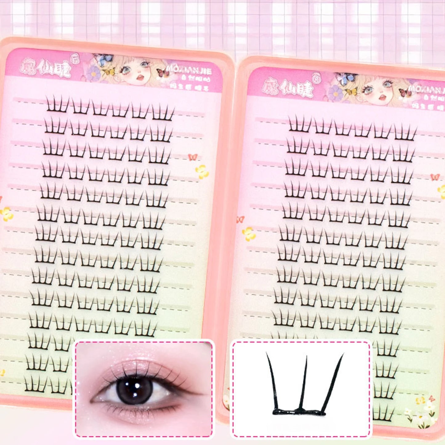 Large Capacity Korean Style Eyelashes Clusters Dense Comics Artificial Eyelashes Perfect Makeup Tool For Girls Enlarge Your Eyes