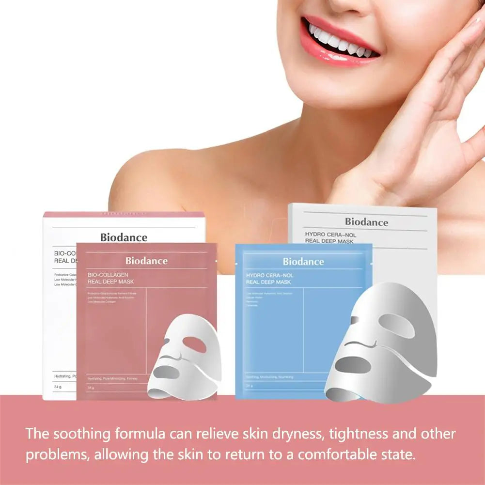 Bio Collagen Facial Mask Shrink Pores Deep Hydrating Overnight Mask Moisturizing Refreshing Brightening Face Korean Skin Care