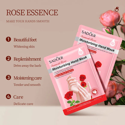 SADOER Rose Moisturizing Hand Mask Whitening Nourishing Anti-aging Hydrating Hand Exfoliating Gloves Hands Skin Care Products