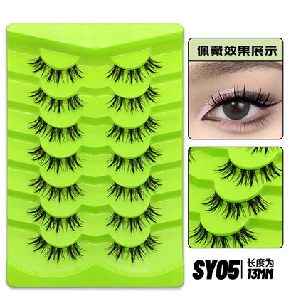 GROINNEYA Manga Lashes 5/7 pairs Eyelashes 3D Natural False Lashes Fluffy Soft Cross Wispy Natural Eyelash Extension Makeup