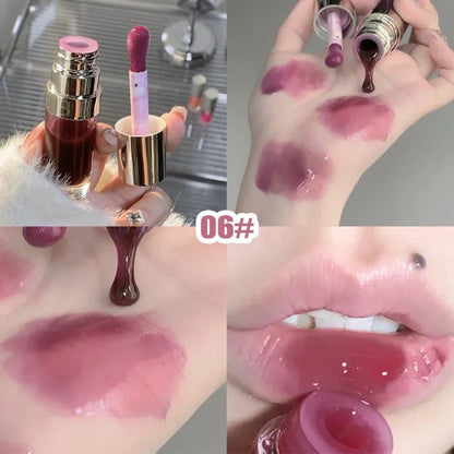 Jelly Violet Glass Lip Oil Moisturizing Transparent Plumper Lip Gloss Makeup Nutritious Liquid Lipstick Big Brush Lip Care