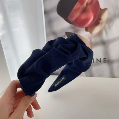 Korean Hair Accessories Solid Color Cotton Crumpled Women's Head Hoop Wide Bezel Makeup Hairbands for Ladies Headwear 2023 New