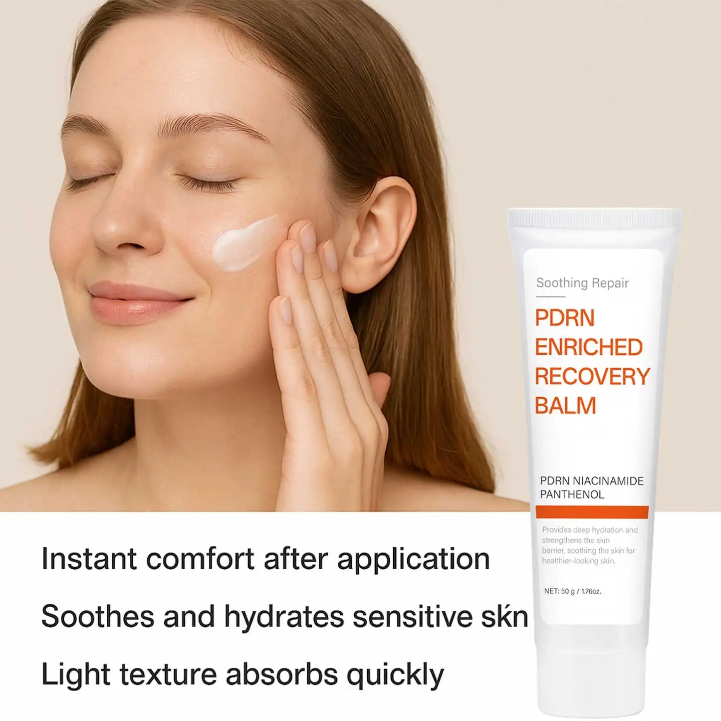 Soothing Repair PDRN Enriched Recovery Balm with Niacinamide & Panthenol, Deep Hydration & Skin Barrier Repair, 50g Face Balm fo