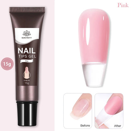 BORN PRETTY 15g Nail Tips Gel Nude Clear Transparent Nail Gel Soak Off UV LED Nail Art Gel Varnish Function Gel Nail Extension