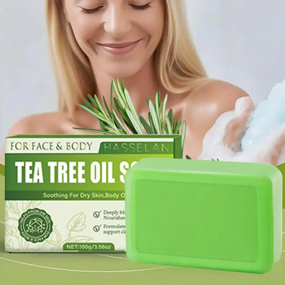 Tea Tree Soap for Face & Body Acne, 100g Tea Tree Oil Soap Bar for Face & Body Natural Skin Cleanser for Oily, Dry & Itchy Skin