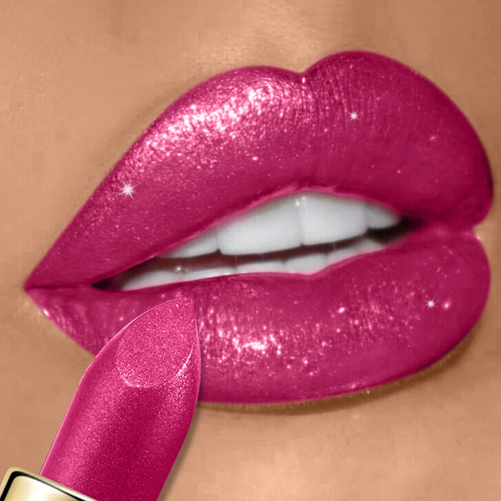 High Pigmented Shiny Lipstick,Stain Resistant,Long-Lasting,Glossy Waterproof Lipstick Shimmering Makeup Valentine'S Day Gift