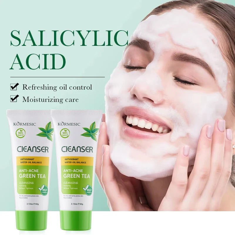 Salicylic Acid Acne Removing Facial Cleanser Natural Herbs Deep Cleaning Pores Oil Control Lighten Acne Moisturizing Skin Care