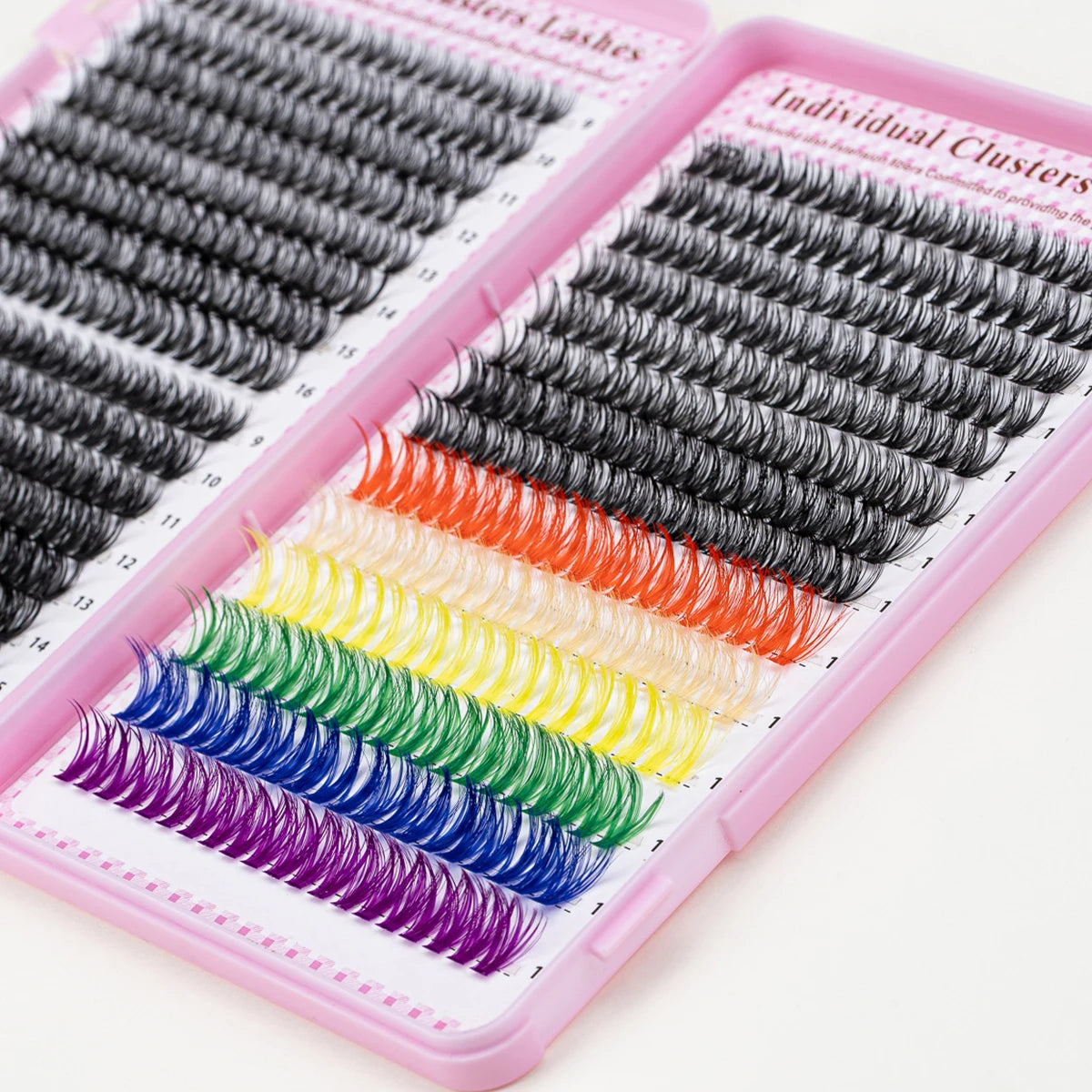 600pcs Colorful Lashes Cluster Eyelash Book Clusters Extensions, 9-16mm mix Individual Lash DIY at Home Makeup Tool