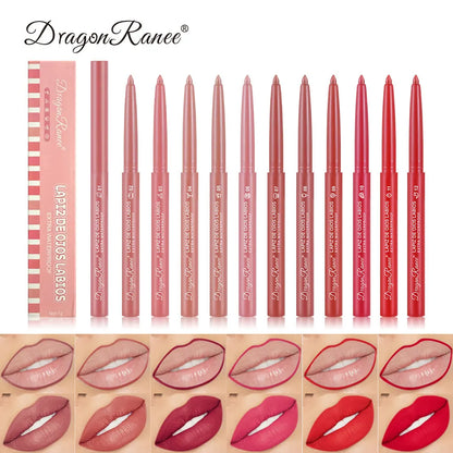 Lip Liner Lipstick Pen Waterproof Long-Lasting Contouring Lip Pencil Matte Finish Beginner Automatic Lip Liner Bean Paste Color Contouring Pen Automatic Rotating Lip Liner
