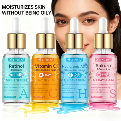 SUYARUN 24H Hydrating Serum ACHS 4-Piece Set – All-Day Moisturizing Facial Essence with Hyaluronic Acid & Vitamins | Anti-Aging