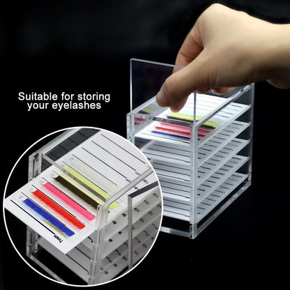 5-Tier Acrylic Lash Organizer Box-Salon-Grade Hygienic Storage Case for False Eyelashes|Travel-Friendly Makeup Artist Essentials