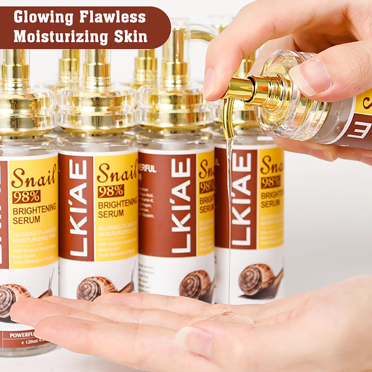 AILKE Snail Extract Whitening Serum, Moisturizing, Reduce Dark Spots, Wrinkle, Even Skin Tone, Lightening Essence for Face, Body