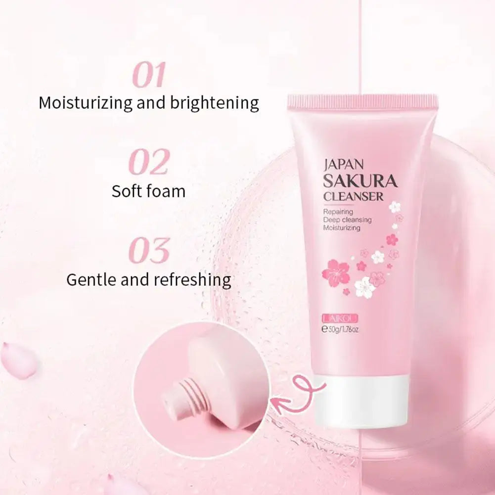 Sakura skin care sets with cleanser, serum, eye cream, facial cream, sunscreen beauty products for women, travel skin care kit