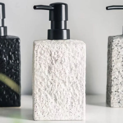 High End Stone Texture Ceramic Lotion Bottle for Home Hotel Multi Purpose Shampoo Hand Wash Bottle Durable Anti Slip Design