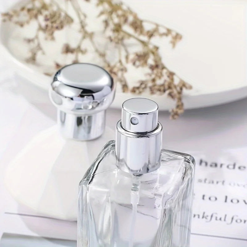 1/2/3 pieces of 30ml round glass refillable perfume spray bottles with silver lids - low oil content, featuring asimple