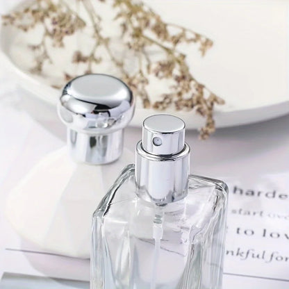1/2/3 pieces of 30ml round glass refillable perfume spray bottles with silver lids - low oil content, featuring asimple