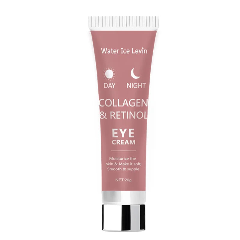 Collagen Retinol Eye Cream. Day Night Formula. Moisturizes Hydrates Deeply. Smooths Firms Eye Area. Soft Supple Skin. 20g.