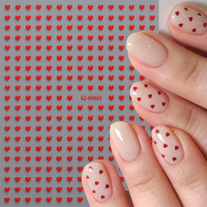 8pcs Valentine's Day Cute Little Love Heart Nail Art Stickers 3D 2mm Love Heart Nail Decal Adhesive for DIY Manicure Accessories