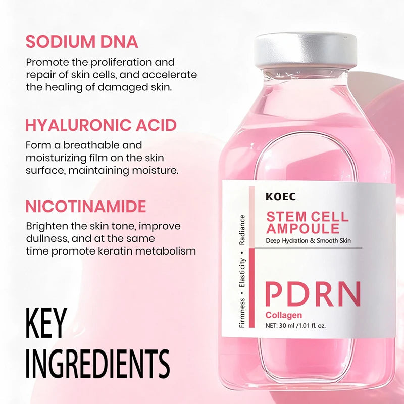PDRN & Collagen Stem Cell Ampoule Deep Hydration Smooth Skin Enhance Skin Elasticity Nourishing Firming Facial Serum