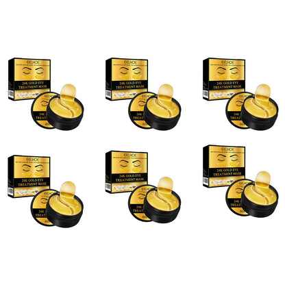 24K Gold Eye Treatment Mask Remove Dark Eye Circles Firming Fade Fine Lines Anti-Aging Hyaluronic Acid Collagen Under Eye Mask