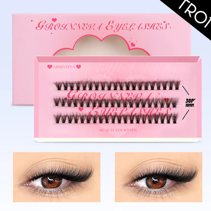 GROINNEYA Lash Clusters 30Rows DIY Natural Manga Eyelashes Mixed Tray Individual Lashes Natural Volume Eyelash Extension Makeup