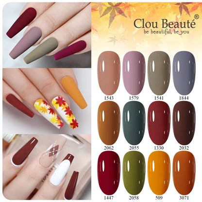 Clou Beaute 15ml Nail Gel Polish Warm Color Dark Red Brown Semi Permanent Nail Art Manicure Soak Off LED UV Varnishes Lacquer